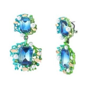 NWT Betsey Johnson mermaid jewels Blue Crystal Drop Earrings